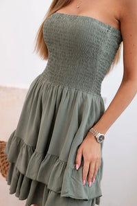 Women's viscose dress with ruffles 3245 / – Khaki цвет / color | Lexline Fashion