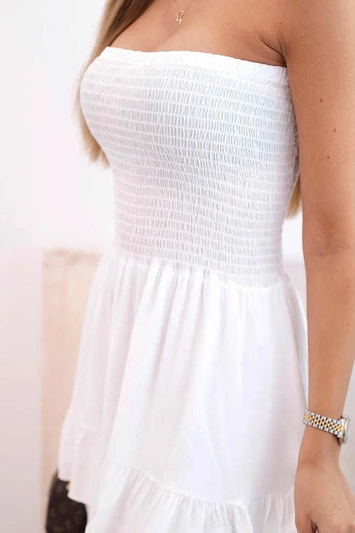 Women's viscose dress with ruffles 3245 / – White цвет / color | Lexline Fashion