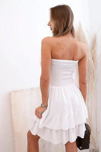 Women's viscose dress with ruffles 3245 / – White цвет / color | Lexline Fashion