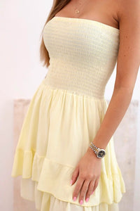 Women's viscose dress with ruffles 3245 / – Yellow цвет / color | Lexline Fashion