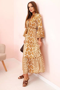 Women's viscose dress with ruffles 931 / – Camel цвет / color | Lexline Fashion