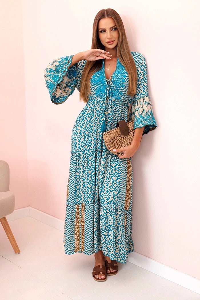 Women's viscose dress with ruffles 931 / – Turquoise цвет / color | Lexline Fashion