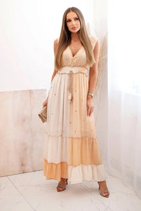 Women's viscose dress with sequins 6122 / – Apricot цвет / color | Lexline Fashion