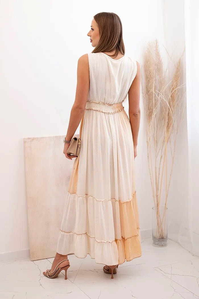 Women's viscose dress with sequins 6122 / – Beige цвет / color | Lexline Fashion