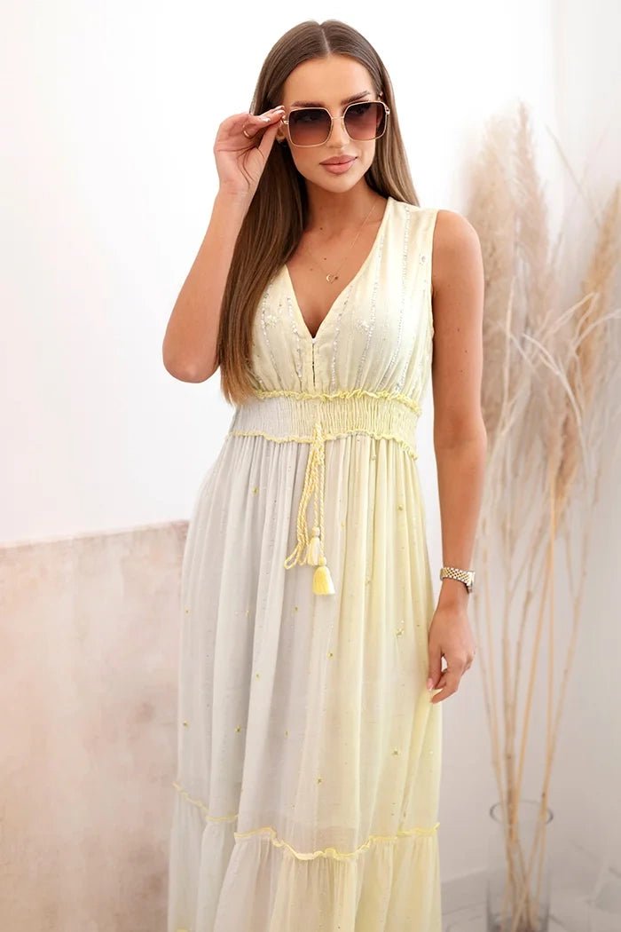 Women's viscose dress with sequins 6122 / – Kiwi цвет / color | Lexline Fashion