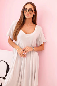 Women's viscose dress with short sleeves 3184 / – Beige цвет / color | Lexline Fashion