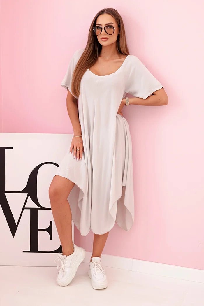 Women's viscose dress with short sleeves 3184 / – Beige цвет / color | Lexline Fashion