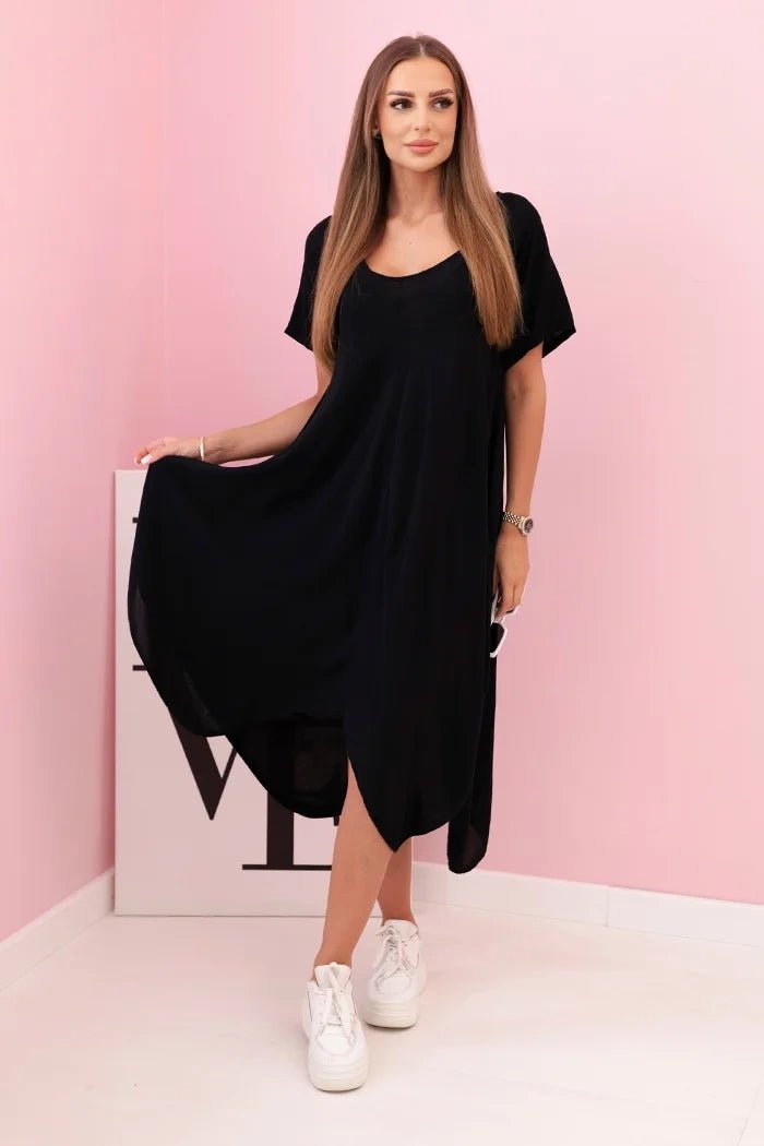 Women's viscose dress with short sleeves 3184 / – Black цвет / color | Lexline Fashion