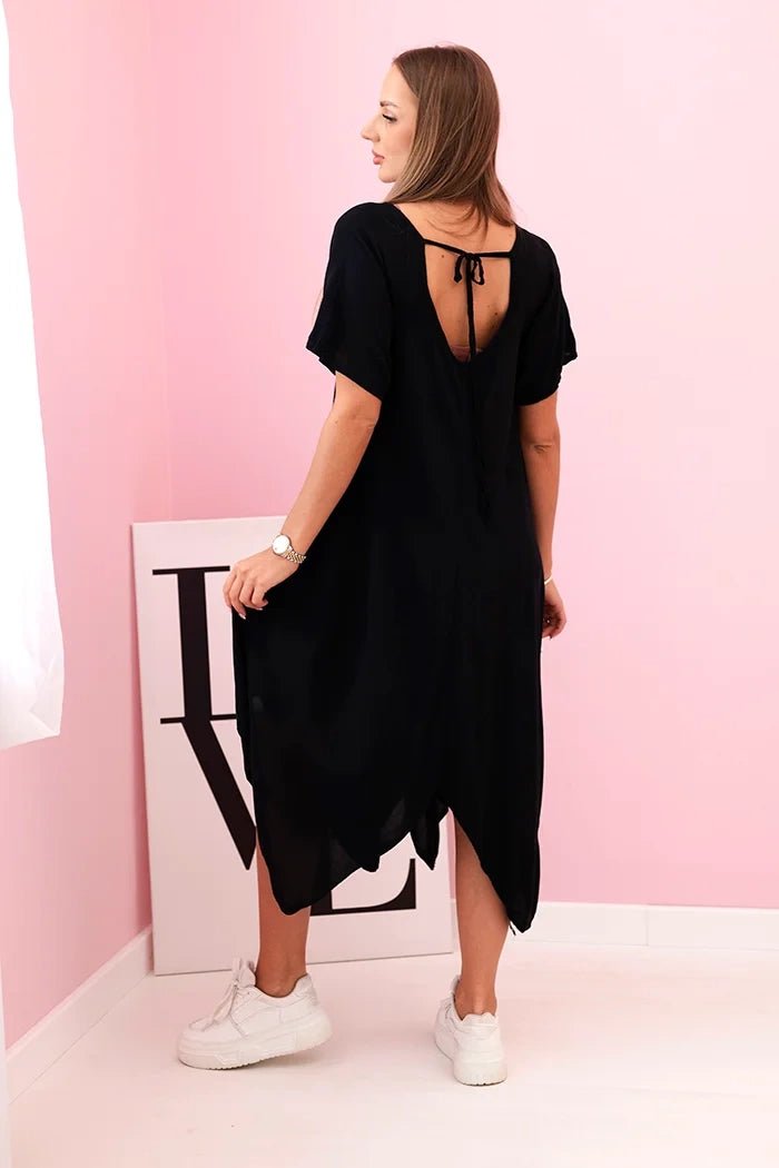 Women's viscose dress with short sleeves 3184 / – Black цвет / color | Lexline Fashion
