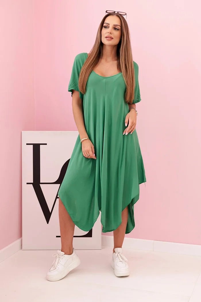 Women's viscose dress with short sleeves 3184 / – Green цвет / color | Lexline Fashion