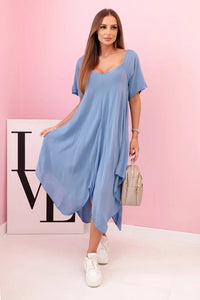 Women's viscose dress with short sleeves 3184 / – Jeans цвет / color | Lexline Fashion