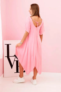 Women's viscose dress with short sleeves 3184 / – Light | Pink цвет / color | Lexline Fashion