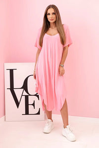Women's viscose dress with short sleeves 3184 / – Light | Pink цвет / color | Lexline Fashion
