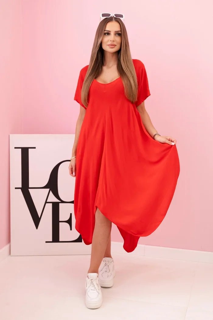 Women's viscose dress with short sleeves 3184 / – Red цвет / color | Lexline Fashion