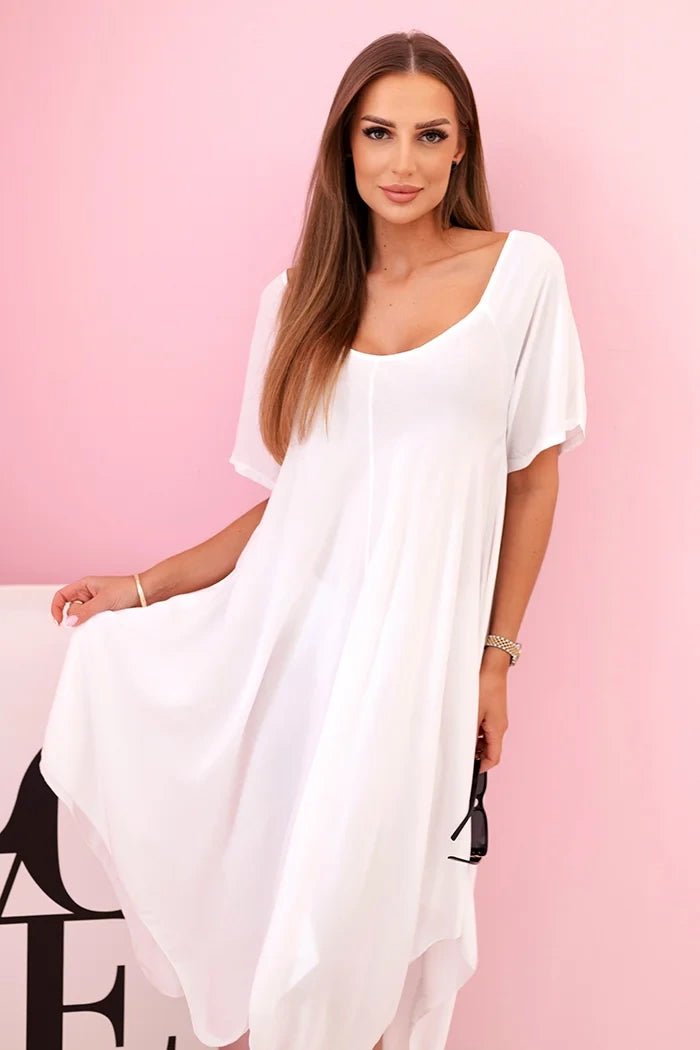 Women's viscose dress with short sleeves 3184 / – White цвет / color | Lexline Fashion