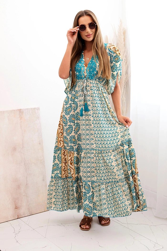 Women's viscose dress with short sleeves 932 / – Turquoise цвет / color | Lexline Fashion