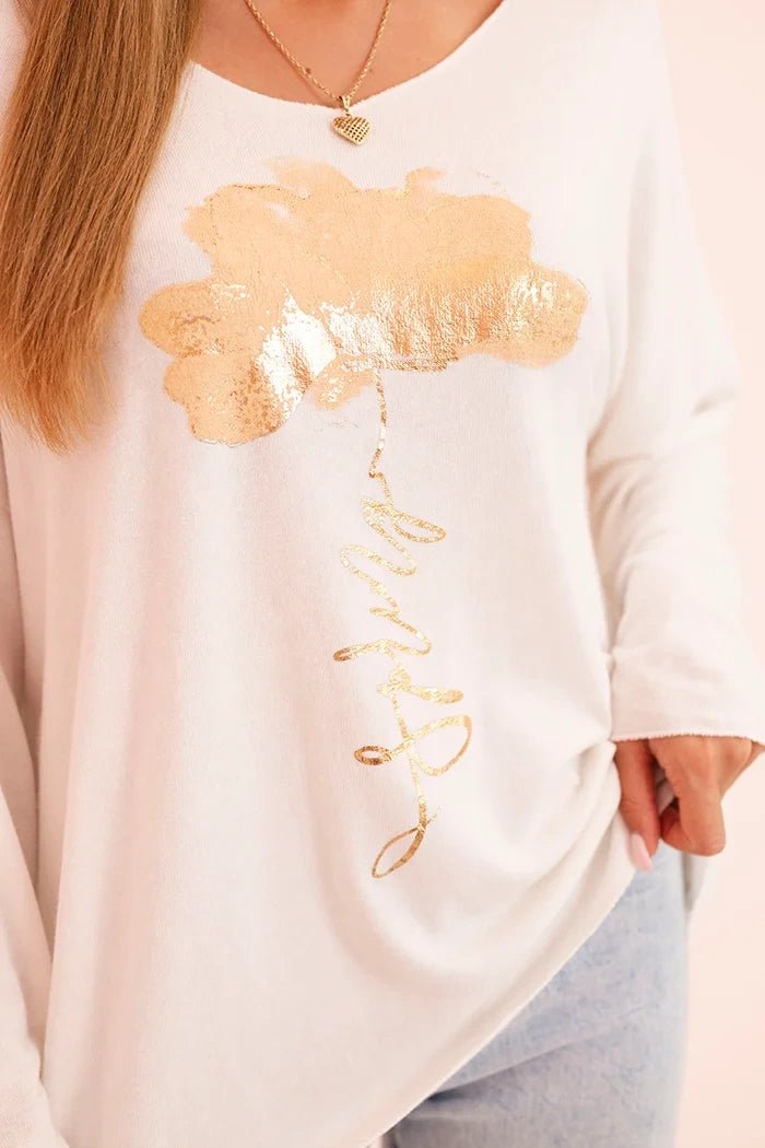 Women's viscose long - sleeve blouse with gold floral print ART5237 / – Black цвет / color | Lexline Fashion