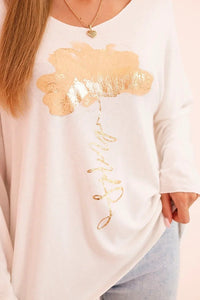 Women's viscose long - sleeve blouse with gold floral print ART5237 / – Black цвет / color | Lexline Fashion