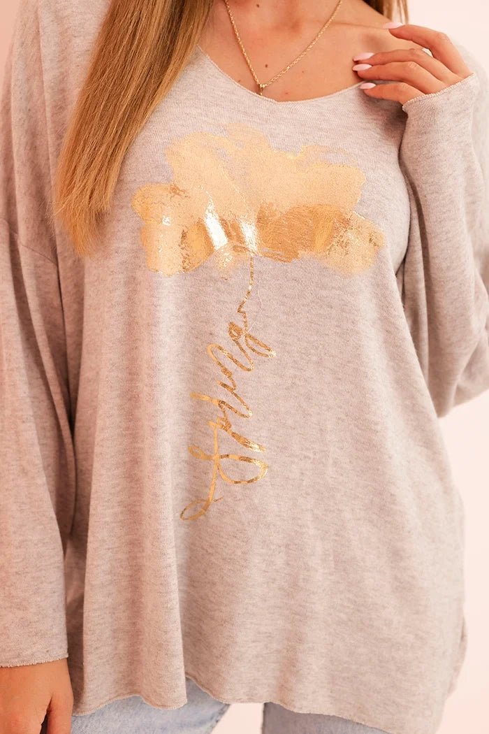 Women's viscose long - sleeve blouse with gold floral print ART5237 / – Black цвет / color | Lexline Fashion