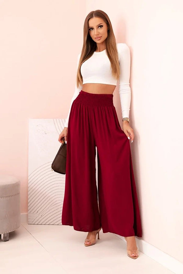Women's viscose pants with elastic waistband 3069 / – Dark Burgundy цвет / color | Lexline Fashion