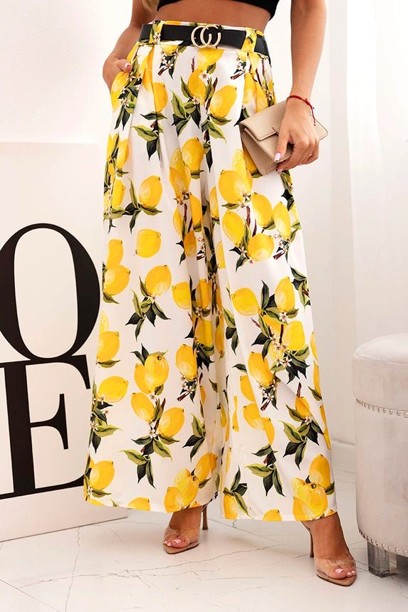 Women's viscose pants with lemon print ART5259 - 2 / – White цвет / color | Lexline Fashion