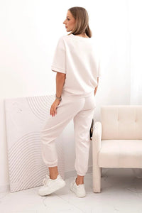Women's viscose set with short sleeves and trousers 7396 / – Beige цвет / color | Lexline Fashion