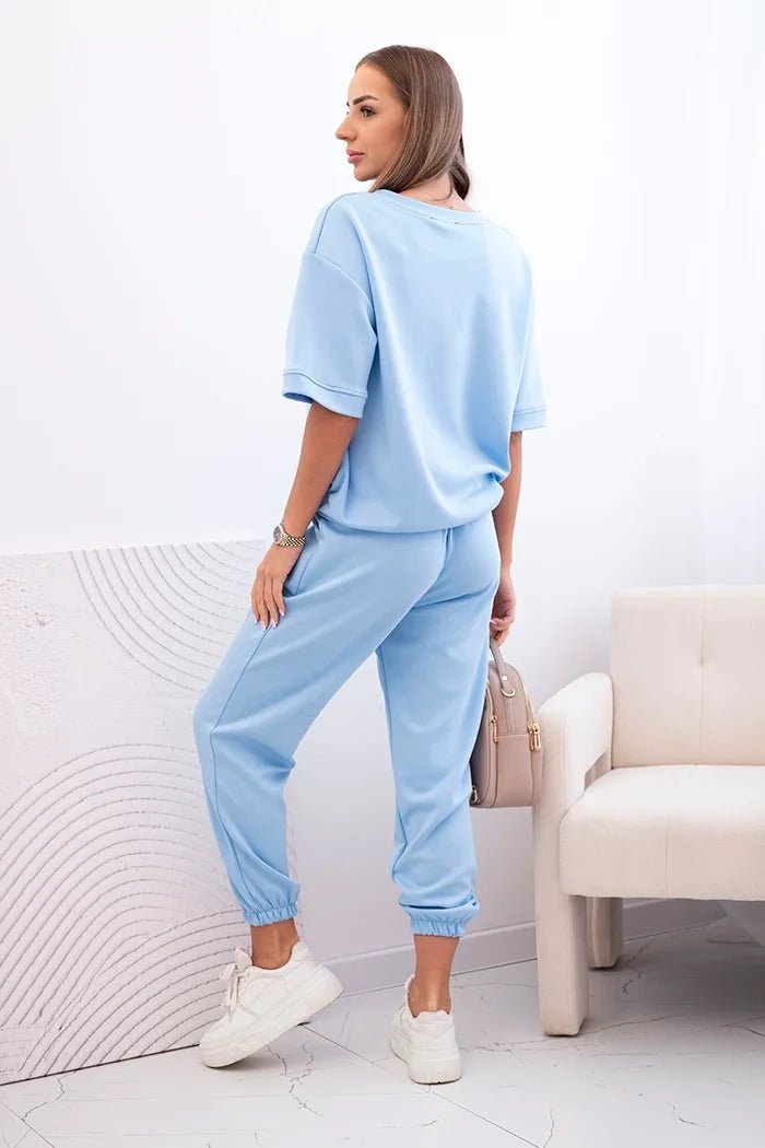 Women's viscose set with short sleeves and trousers 7396 / – Blue цвет / color | Lexline Fashion