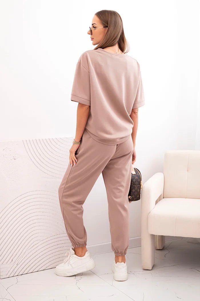 Women's viscose set with short sleeves and trousers 7396 / – Camel цвет / color | Lexline Fashion