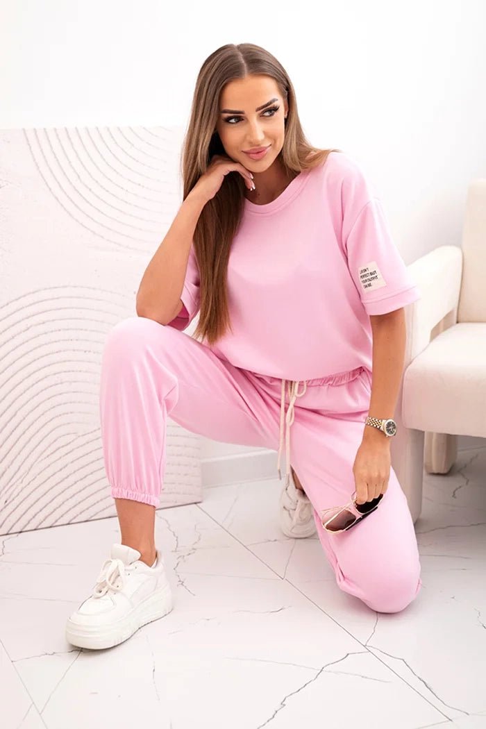 Women's viscose set with short sleeves and trousers 7396 / – Candy | Pink цвет / color | Lexline Fashion