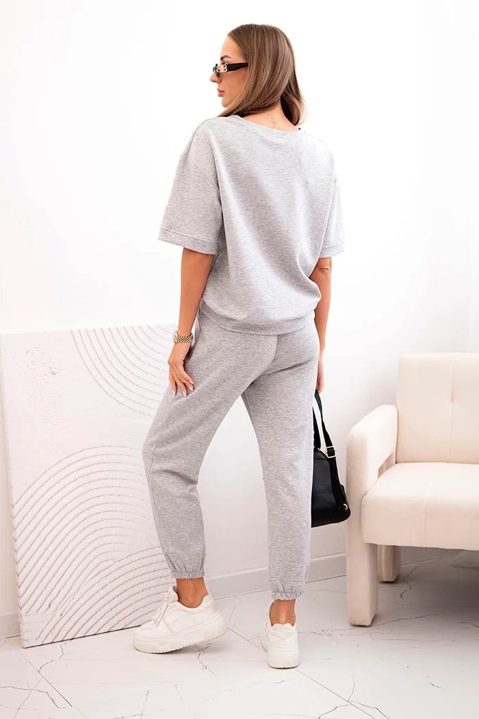 Women's viscose set with short sleeves and trousers 7396 / – Gray цвет / color | Lexline Fashion