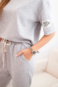 Women's viscose set with short sleeves and trousers 7396 / – Gray цвет / color | Lexline Fashion
