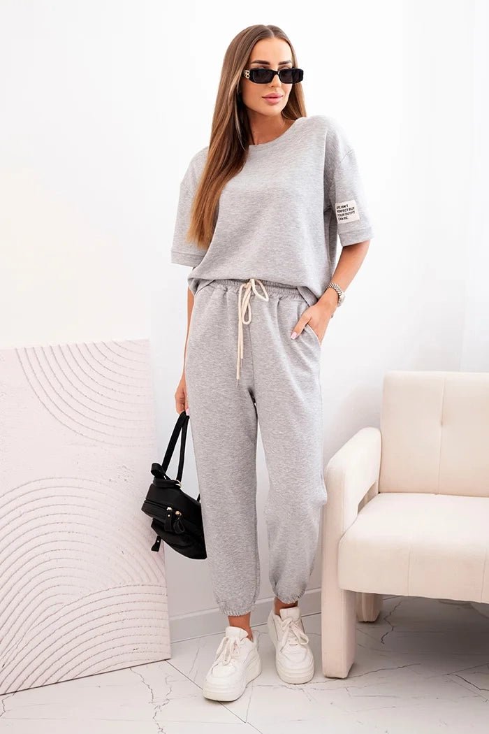 Women's viscose set with short sleeves and trousers 7396 / – Gray цвет / color | Lexline Fashion