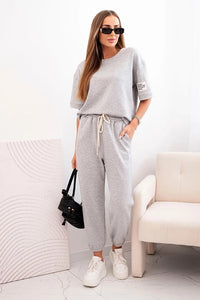 Women's viscose set with short sleeves and trousers 7396 / – Gray цвет / color | Lexline Fashion