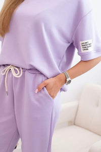 Women's viscose set with short sleeves and trousers 7396 / – Light || Purple цвет / color | Lexline Fashion