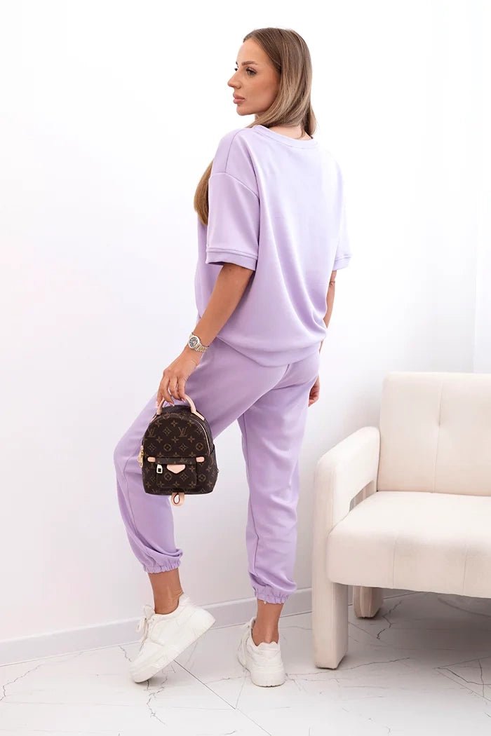 Women's viscose set with short sleeves and trousers 7396 / – Light || Purple цвет / color | Lexline Fashion
