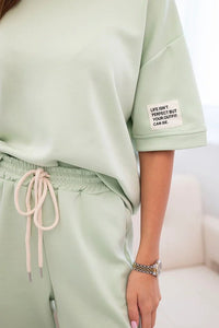 Women's viscose set with short sleeves and trousers 7396 / – Mint || Light цвет / color | Lexline Fashion