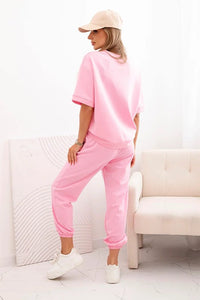 Women's viscose set with short sleeves and trousers 7396 / – Pink || Light цвет / color | Lexline Fashion