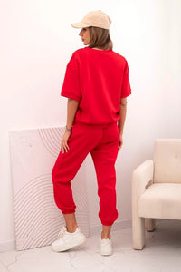 Women's viscose set with short sleeves and trousers 7396 / – Red цвет / color | Lexline Fashion