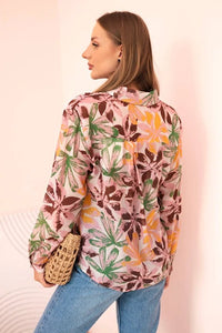 Women's viscose shirt with collar and floral pattern ME3203 / – Powder Pink цвет / color | Lexline Fashion