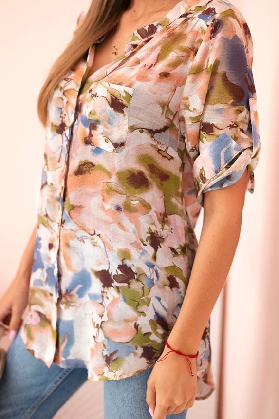 Women's viscose shirt with pattern ME3404 / – Beige цвет / color | Lexline Fashion