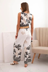 Women's viscose top and pants with leaf print ART52978 / – Black цвет / color | Lexline Fashion
