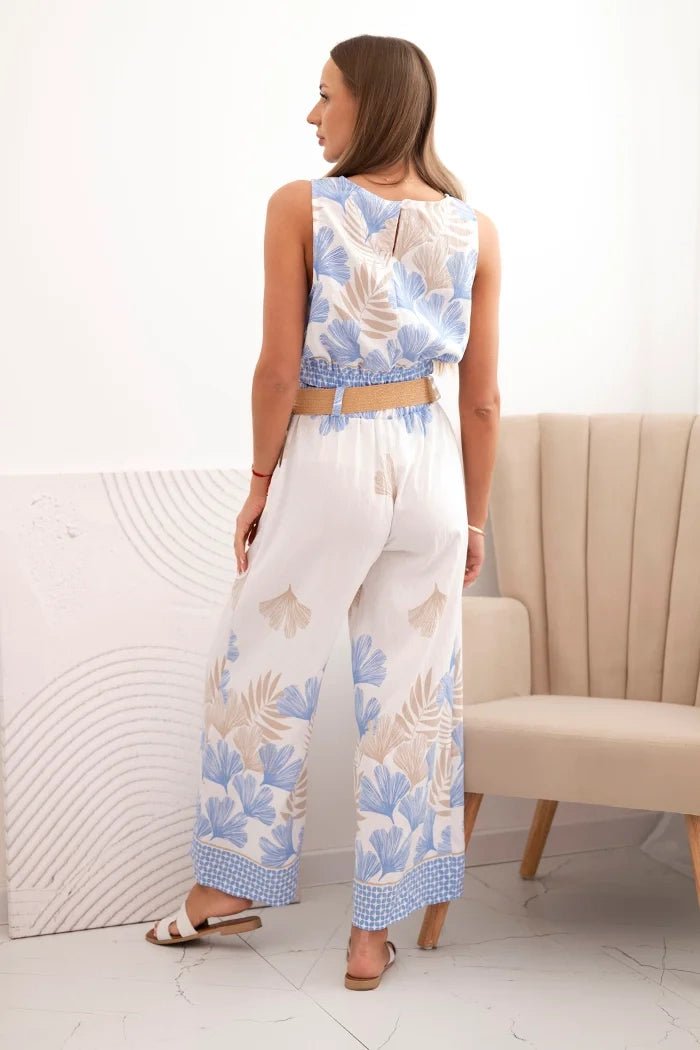 Women's viscose top and pants with leaf print ART52978 / – Blue цвет / color | Lexline Fashion