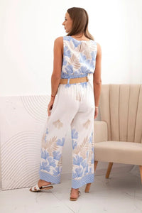 Women's viscose top and pants with leaf print ART52978 / – Blue цвет / color | Lexline Fashion