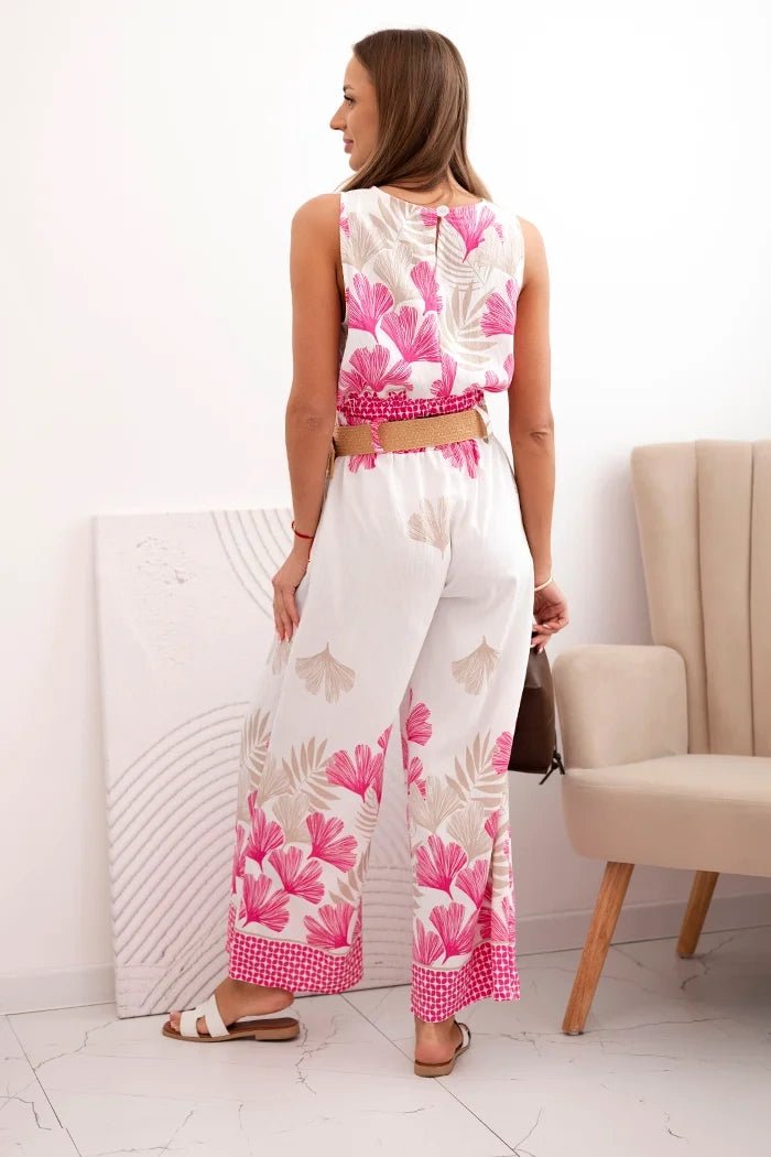 Women's viscose top and pants with leaf print ART52978 / – Pink цвет / color | Lexline Fashion