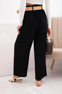Women's viscose trousers with a decorative belt ART9806 - 3 / – Black цвет / color | Lexline Fashion