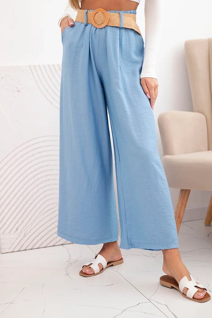 Women's viscose trousers with a decorative belt ART9806 - 3 / – Blue цвет / color | Lexline Fashion