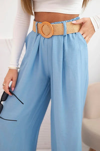 Women's viscose trousers with a decorative belt ART9806 - 3 / – Blue цвет / color | Lexline Fashion