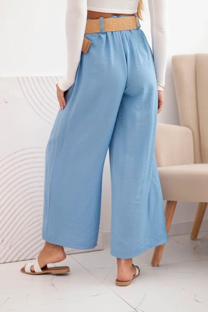 Women's viscose trousers with a decorative belt ART9806 - 3 / – Blue цвет / color | Lexline Fashion