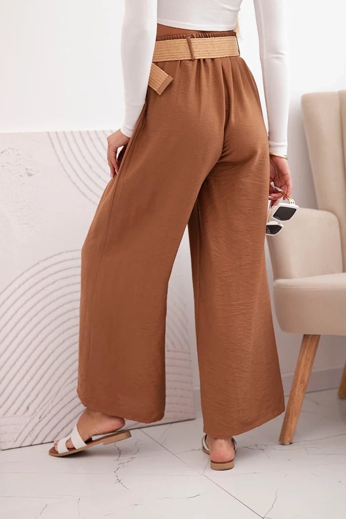 Women's viscose trousers with a decorative belt ART9806 - 3 / – Camel цвет / color | Lexline Fashion