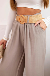 Women's viscose trousers with a decorative belt ART9806 - 3 / – Fango цвет / color | Lexline Fashion